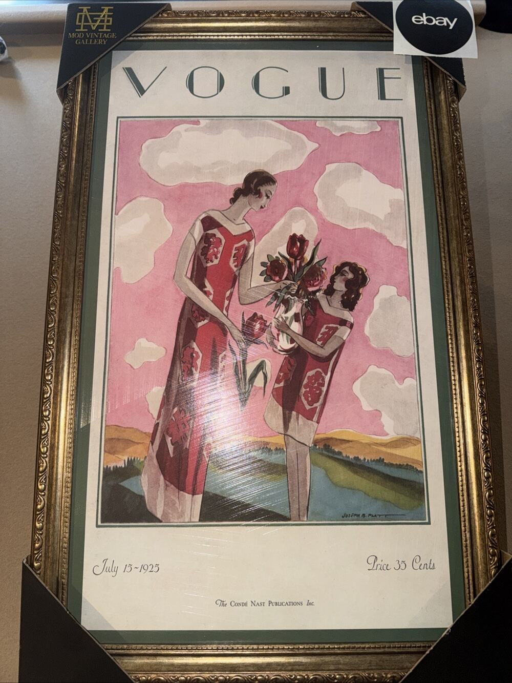 New Vintage Theme Vogue Magazine Covers Framed Artwork 15x24